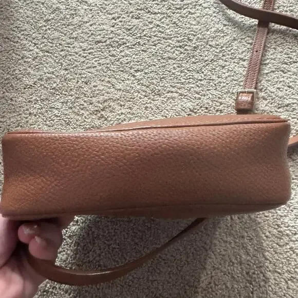 Quince Brown Italian Leather Small Crossbody Purse Bag Pebbled BROKEN ZIPPER - Picture 7 of 13